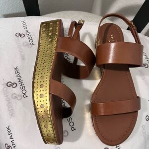KATE SPADE NEW YORK NIB AUTHENTIC TASLEY BROWN GENUINE LEATHER PLATFORM SANDALS